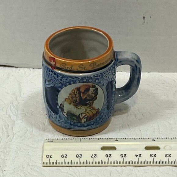 VTG Swiss Grd.St. Bernard Dog Mini Mug Shot Cup 2.75" Tall Souvenir Collectible - Picture 16 of 16